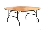 54'' Round Wood Folding Table, Plywood Foldable Banquet Table