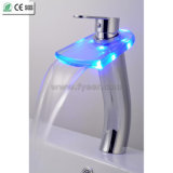 Waterfall Color Water Tap Bathroom LED Basin Faucet (QH0816HF)