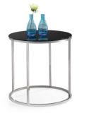 Round Glass Top Coffee Stainless Steel Coffee Side Table