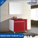 Red and White Floor Stand Small Size Bathroom Cabinet PVC