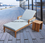 Teak Wood Sun Lounger with Side Table for Garden