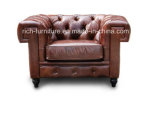 Leather Chesterfield Living Room Sofa with Square Arms (RF-5003)