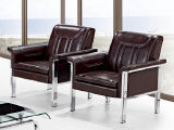 High Quality Popular Office Leather Sofa with Metal Frame Double Cushion 1+1+3 in Stock