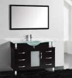 Oak Solid Wood Bathroom Cabinet with Glass Sink