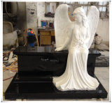 Carved Sitting White Marble Angel Bench Tombstones Gravestones Memorials Monuments