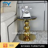 Home Furniture Set Gold Sofa Table Tempered Glass Side Table