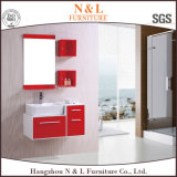N&L Red PVC Bathroom Cabinets with Mirrors
