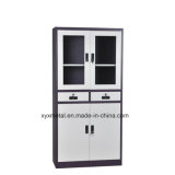 Metal -Double Glass Door Lock Two Middle Drawer Office Filing Cabinets
