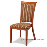 Classy Wood Look Round Back Metal Dining Chair