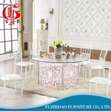 Metal Modern Tempered Glass Wedding LED Table