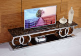 Ring Shape Stainless Steel Base Marble Top TV Stand