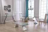Living Room Furniture Mirrored Tempered Glass Dining Table Set