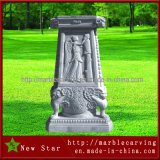 Cheap White Hand Carved Marble Pillar Pedestal for Garden