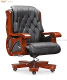 Luxuary High Back Leather Boss Multifunctional Luxury Executive Chair with Wooden Armrest