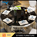 Tempered Glass Top Round Dining Table with Stainless Steel Frame