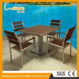 Modern Wooden Patio Balcony Gary Polywood Aluminum Leisure Cafe Bistro Chair Table Set Garden Outdoor Patio Dining Furniture