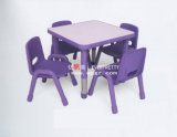 4-Seaters Purple Wood Table with Plastic Chair for Kids (SF-27K))