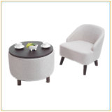 Small Wood Coffee Table W/ Linen Fabrics Brown/Grass Green/Light Gray/Deep Gray 4 Colors