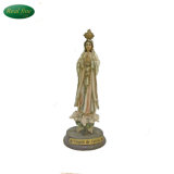 Resin Sculpture Virgin Mary Fatima Statue with Wooden Base Home Decoration