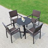 Patio Rattan Home Hotel Office Restaurant Aluminum Plate Polywood Dining Table and Chair (J804)