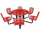 46-Inch Ada Expanded Metal Round Picnic Table Stamped