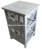 Handmade Customized White Color Willow Basket Vintage Wooden Cabinet