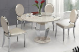 Modern White Dining Room Round Back Chairs with Leather Cushion
