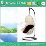 White Patio Swing Chair Modern Outdoor Hammock with Wicker (Magic Style)