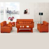 Red Veneer Wooden Leather Office Whole Set Sofa (HY-NNH-S05)