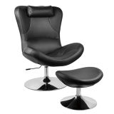 Contemporary Black PU Leather Sofa Bar Chair with Ottoman (FS-T6064)