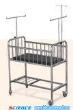Stainless Steel Baby/Kids Hospital Bed with IV Pole