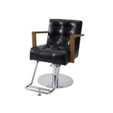 Styling Chair with Wood Armrest Diamond Stitching Barber Styling chair