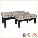 Home Furniture Livingroom Furniture Upholstered Marine Fabric Print Wooden Bench