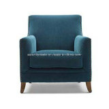 Single Seater Blue Leisure Living Room Upholstery Farbric Armhair Sofa