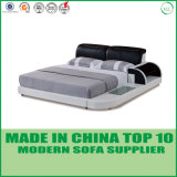 Convenient Leather Bed with Adjustable Head