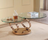 Extension Round Coffee Table with Stainless Steel Legs