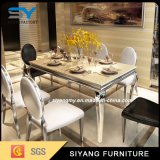 Stainless Steel Furniture Marble Table Dining Table for 6 Seater