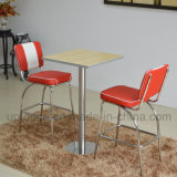 Artificial Leather High Bar Chairs and Bentwood Table with Stainless Steel Leg (SP-CT847)