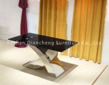 Modern Stainless Steel Frame Tempered Glass Table