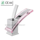 Single Handle Pink Glass Spout Bathroom Basin Faucet (QH0776P)