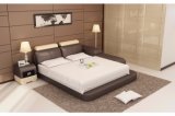 Wholesale Bedroom Furniture Real Leather Bed with Bedding