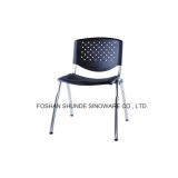 Plastic Stackable Leisure Canteen Chair with Metal Frame