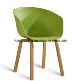 Plastic Chair with Bent Wood Legs