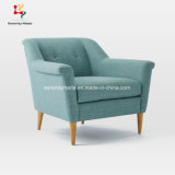 European Style Armrest Fabric Sofa Chair with Wooden Legs