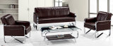 Hot Sales Popular Modern Design Office Leather Sofa with Metal Frame Double Cushion Sofa in Stock.