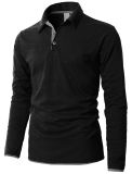Mens Custom Embroidery Logo Long Sleeve Casual Fit Polo T-Shirt