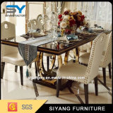 Luxury Gold Metal Leg Black Glass Top Dining Table