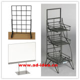 Wire Metal Display Stand Rack Floor Standing with Three Shelving