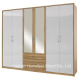 Bedroom Mirrored Combination 6 Door Wardrobe with Side Panels
