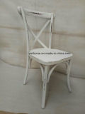 Antique Style Wooden X Cross Back Chair for Rental